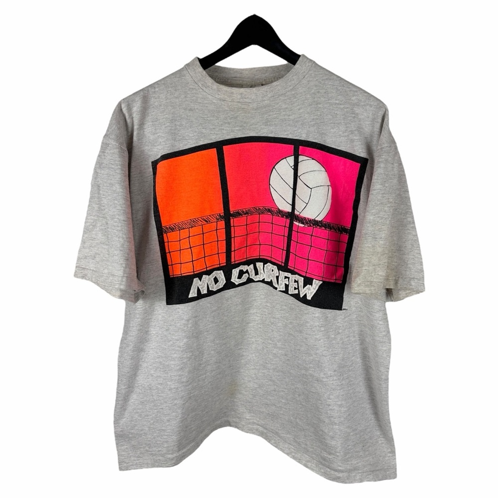 Vintage 90s Belton No Curfew Volleyball Boxy Single Stitch Retro Shirt Size XL